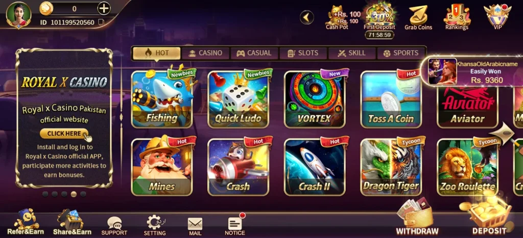 Royal X Casino Withdraw money image